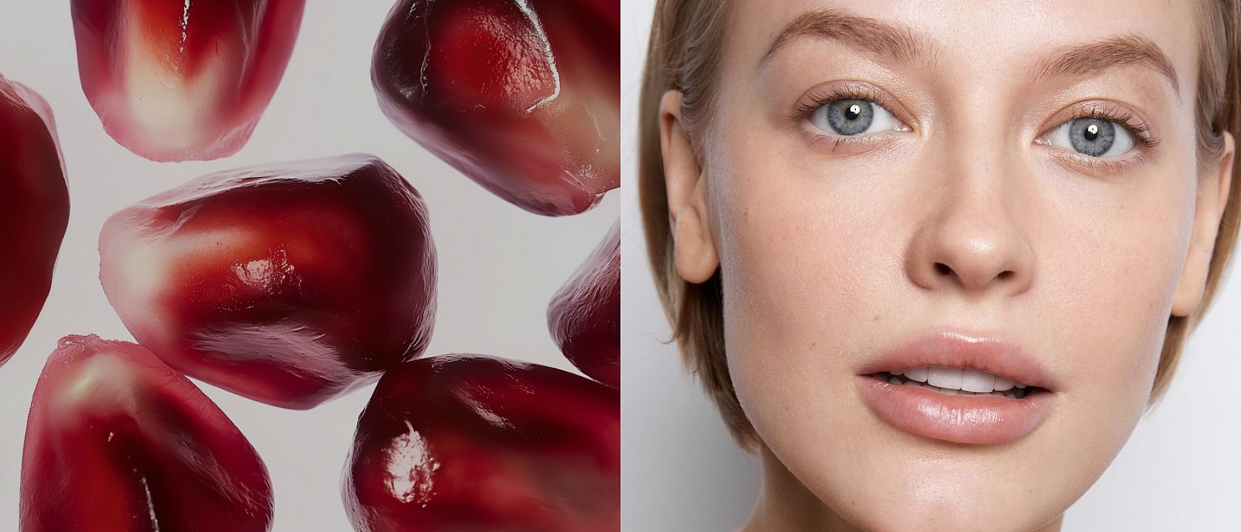 Graines de grenade et visage de femme