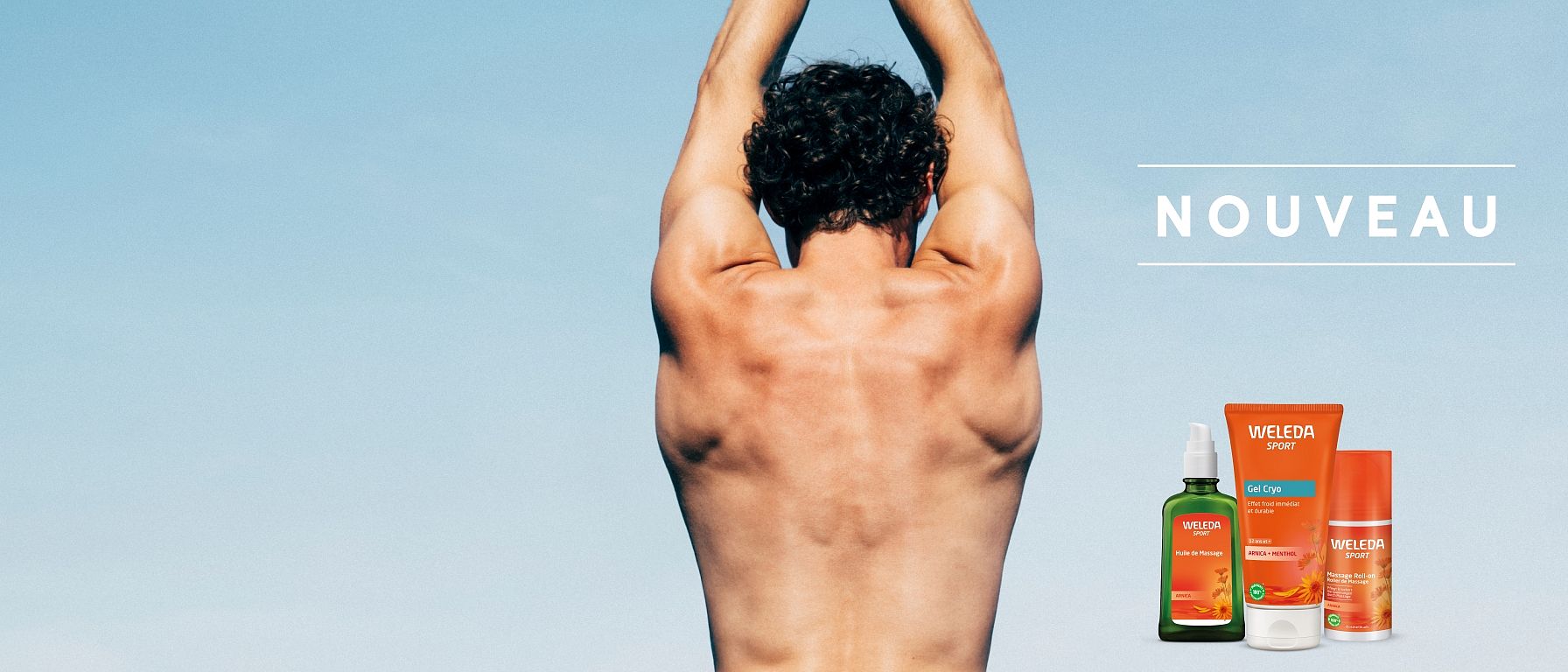 Un homme sportif et nos produits à l'arnica.