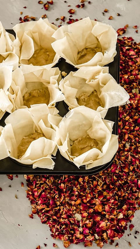 Rosenküchlein mit Apfel-Mandelfüllung