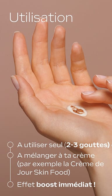A utiliser seul. A mélanger a ta crème. Effet boost immédiat.