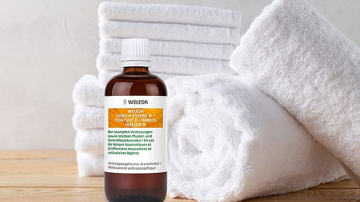 Weleda Arnica Essenz N mit Baumwolltücher