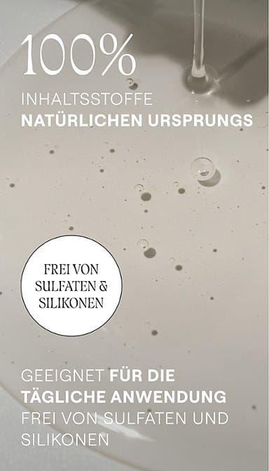 Illustration von Shampoo. 100% Inhaltsstoffe natürlichen Ursprungs. Geeignet für die tägliche Anwendung. Frei von Sulfaten und Silikone.