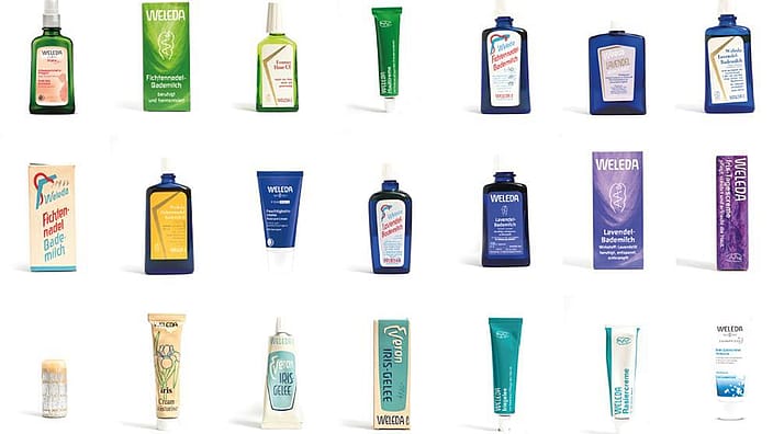 Produits Weleda dans un ancien emballage
