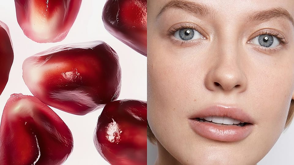 Graines de grenade et visage de femme