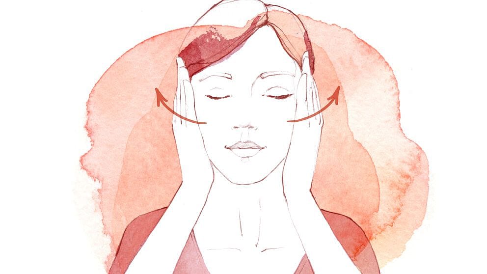 Illustration massage du visage avec les deux mains