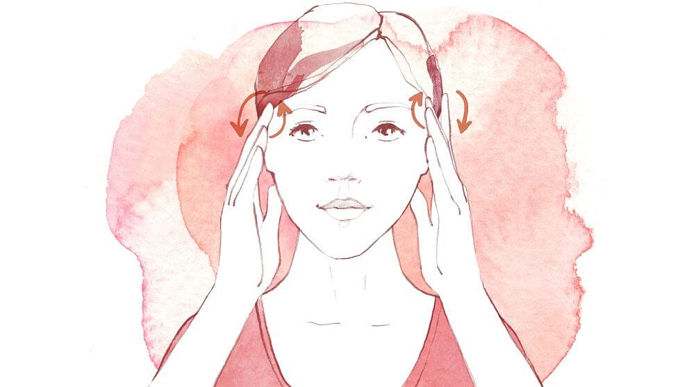 Illustration massage des tempes avec le bout des doigts