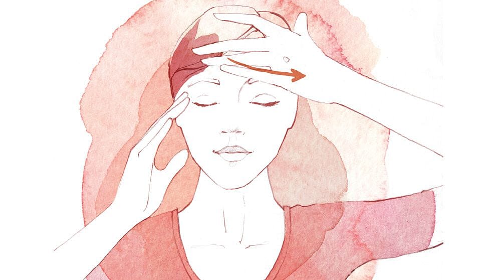 Illustration massage du front avec les mains