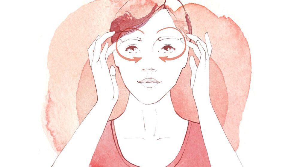 Illustration massage de la racine du nez