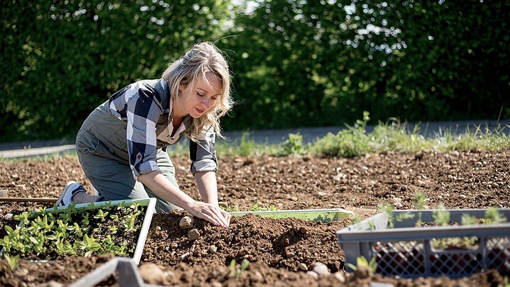 Frau beim gärtnern