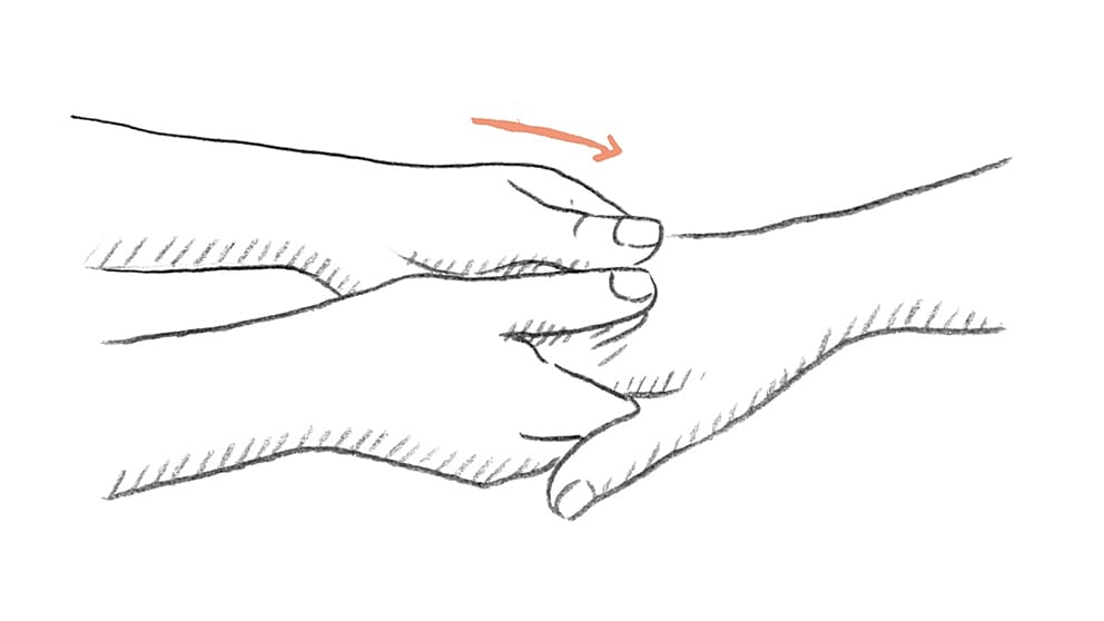 Illustration Ausstreichen des Handrückens