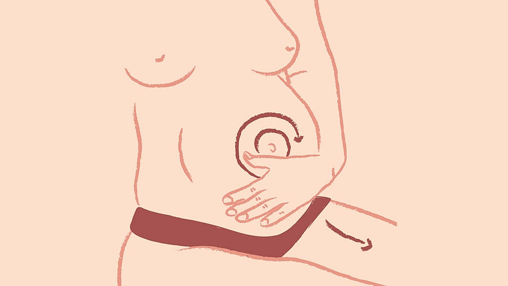 Illustration Schwangerschaftsmassage am Bauch