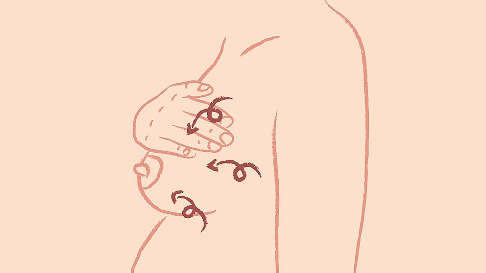 Illustration Schwangerschaftsmassage an der Brust